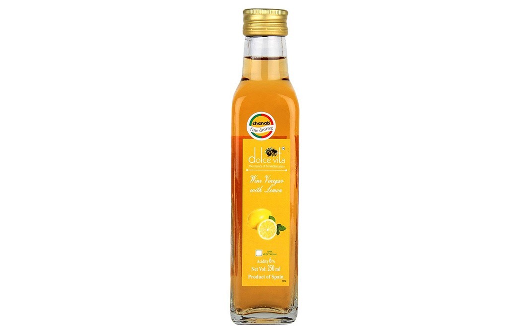 Dolce Vita Wine Vinegar With Lemon    Glass Bottle  250 millilitre